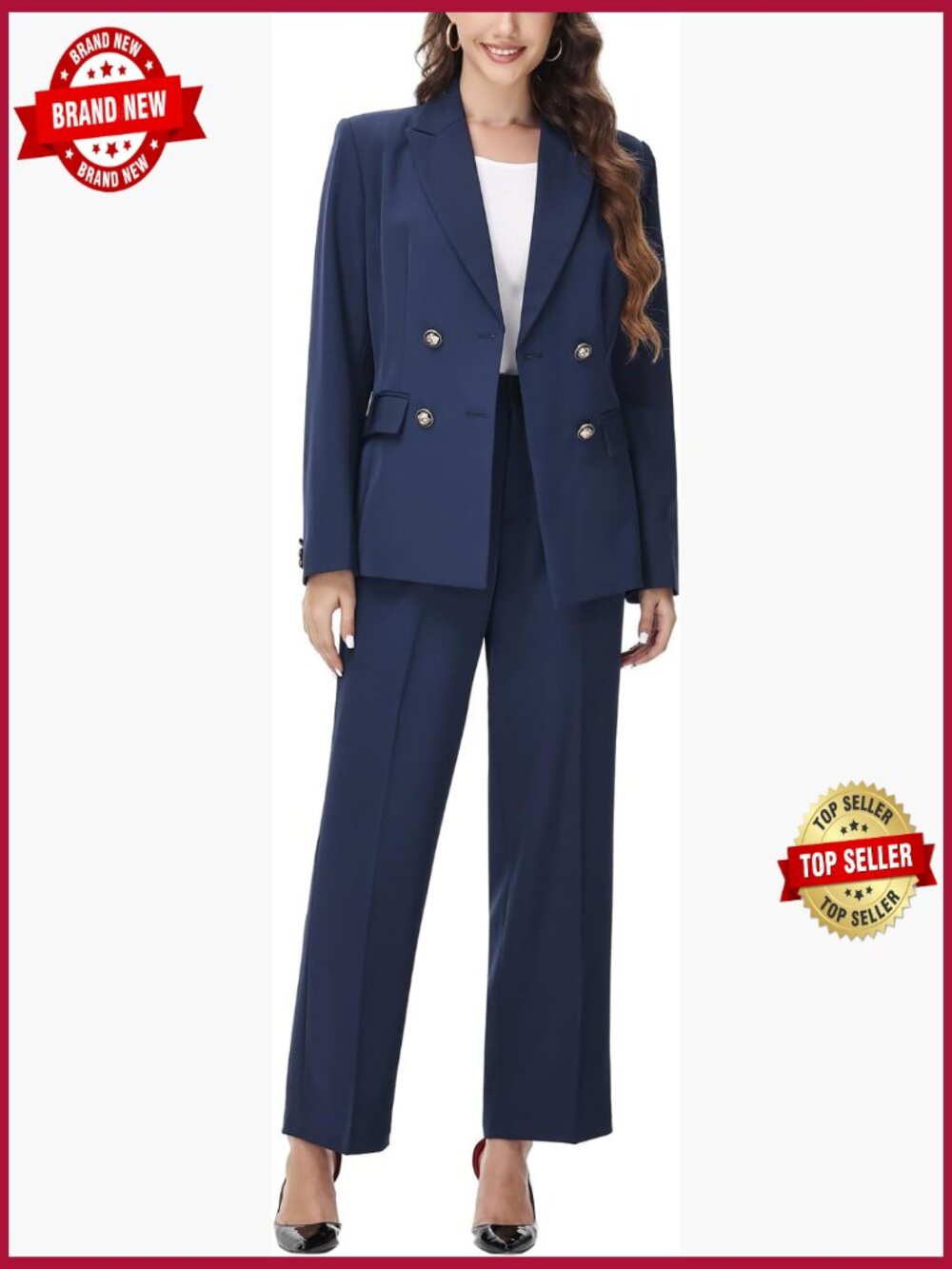 Double Breasted Blazer and Pants Suit Set Business Office Outfit